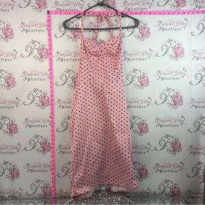 Mariposa Pink Halted Polka Dot Pinup Dress A-line Fit